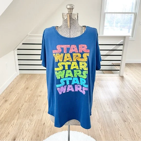 NWT M 2XL Disney, Star Wars, colorful navy blue short sleeve crewneck T-shirt - Picture 3 of 7